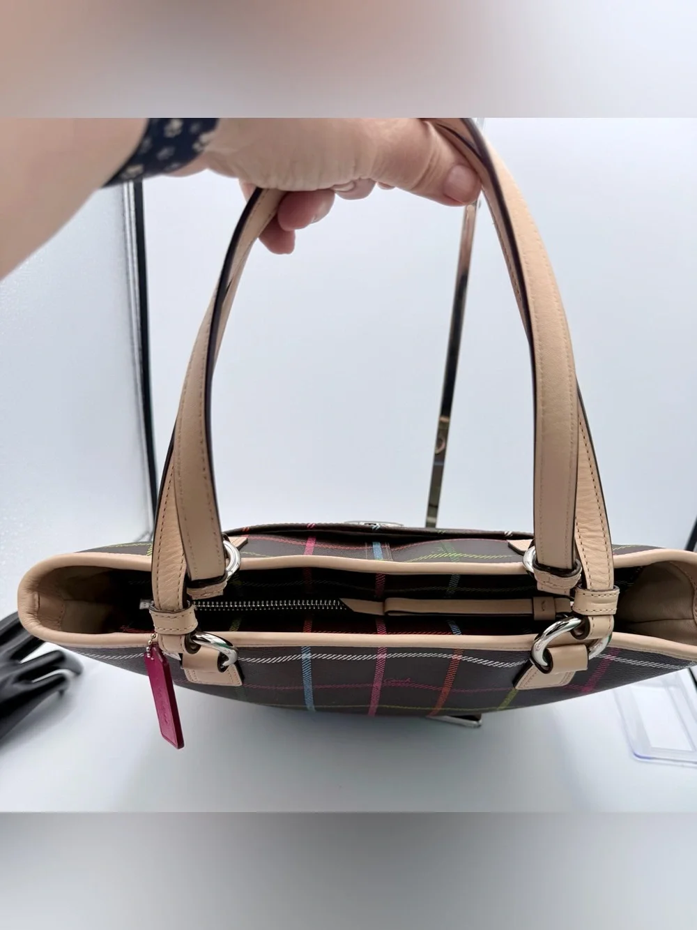 Coach Peyton Tattersall Multicolor Plaid Tote F24389